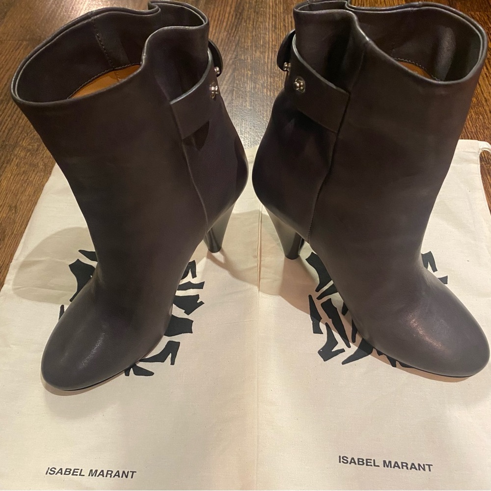 Isabel Marant Gray Lystal Leather Booties EU 36
